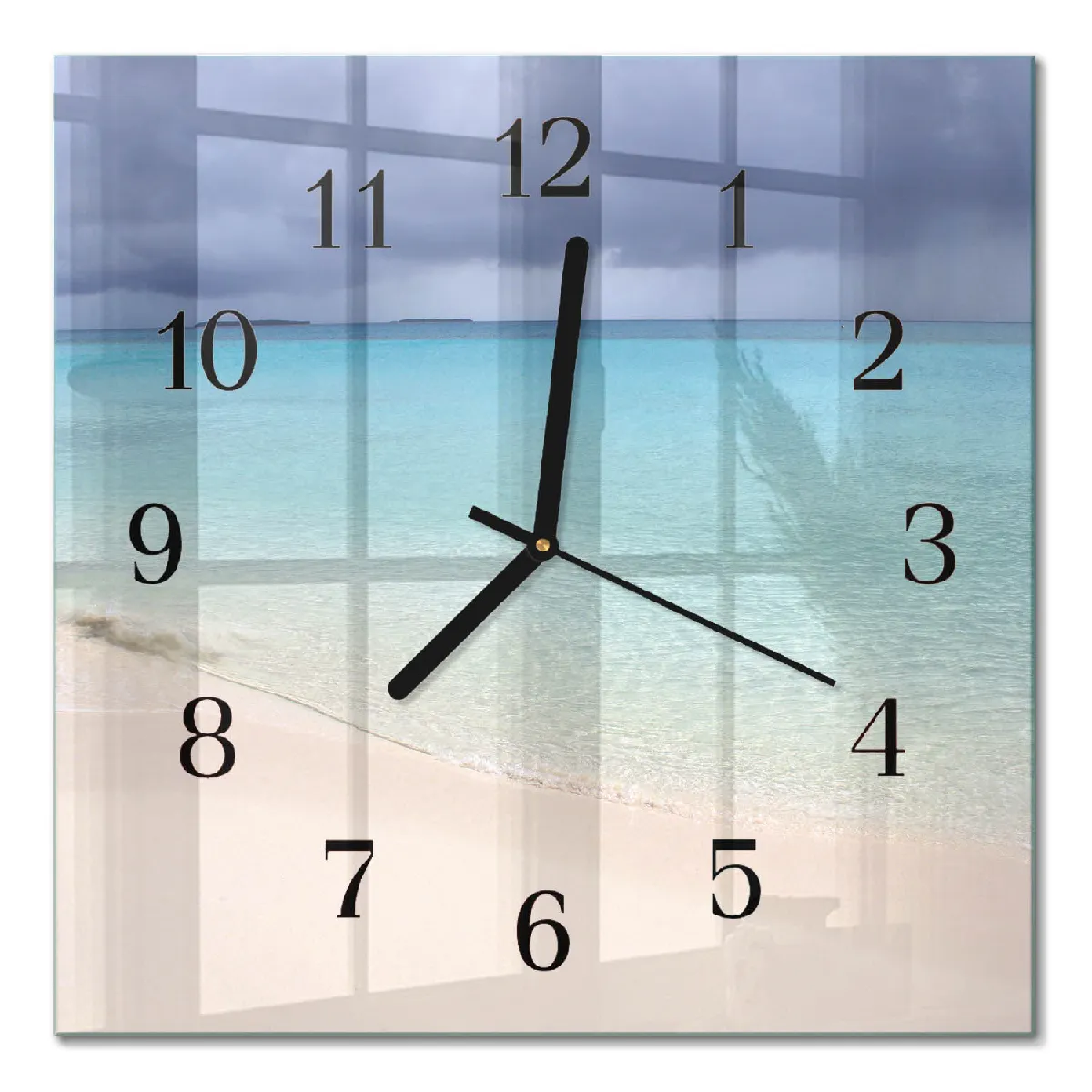 Horloge En Verre Tulup 30x30 cm Plage Aiguilles noires