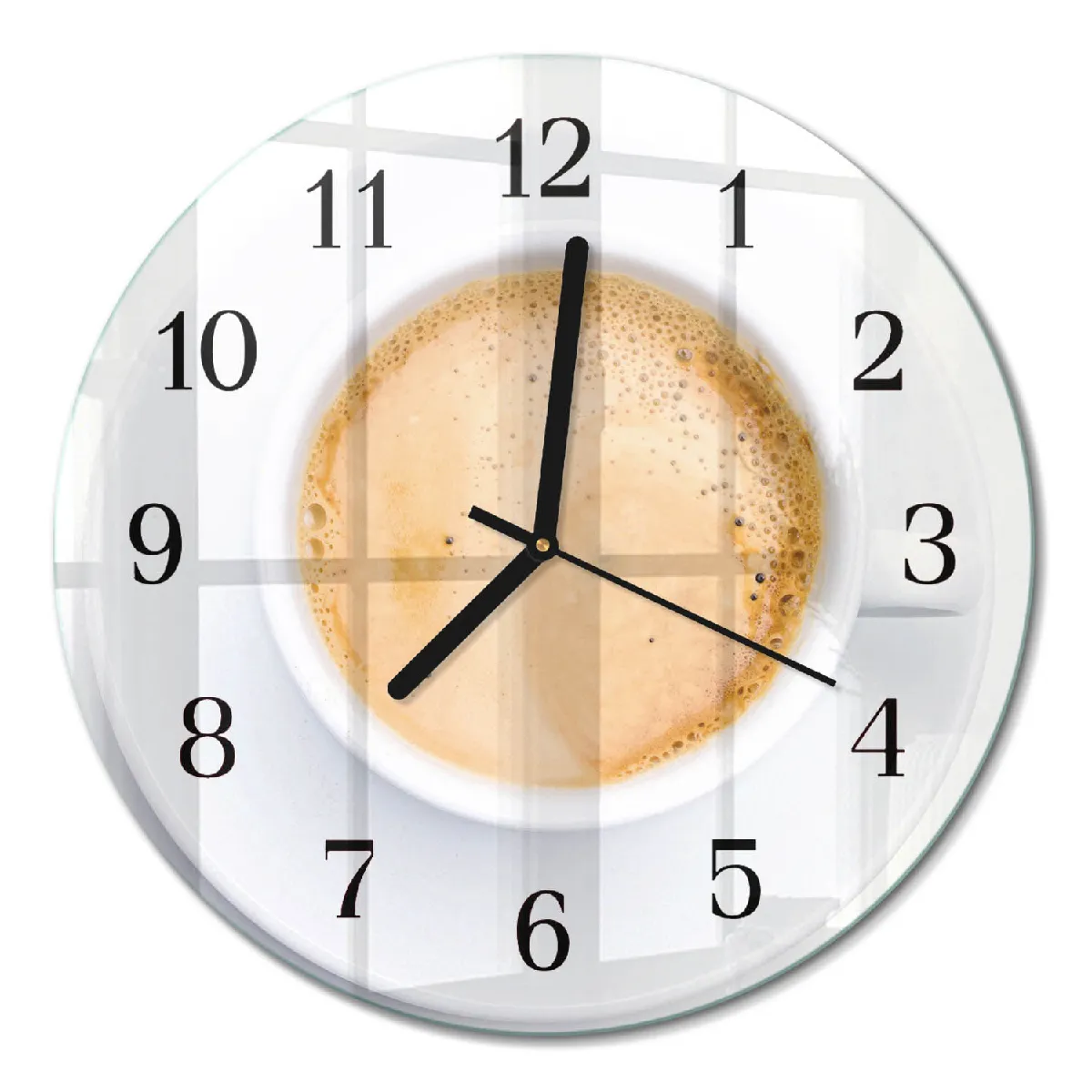 Horloge Ronde Murale Tulup fi30 cm Une tasse de café Aiguilles noires