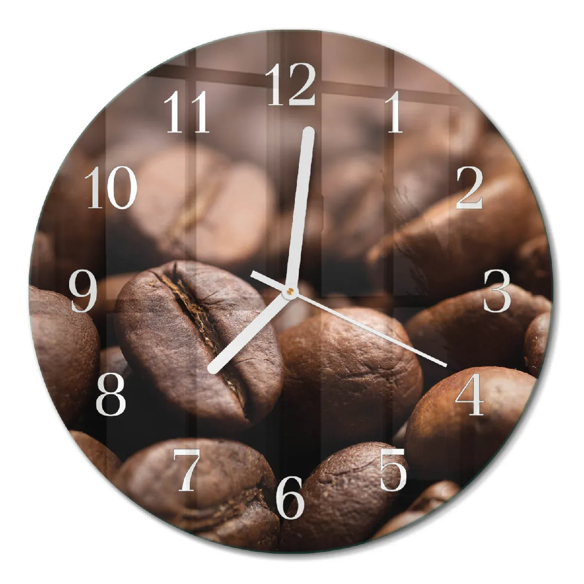 Horloge Ronde Tulup fi30 cm Café en grains Aiguilles blanches