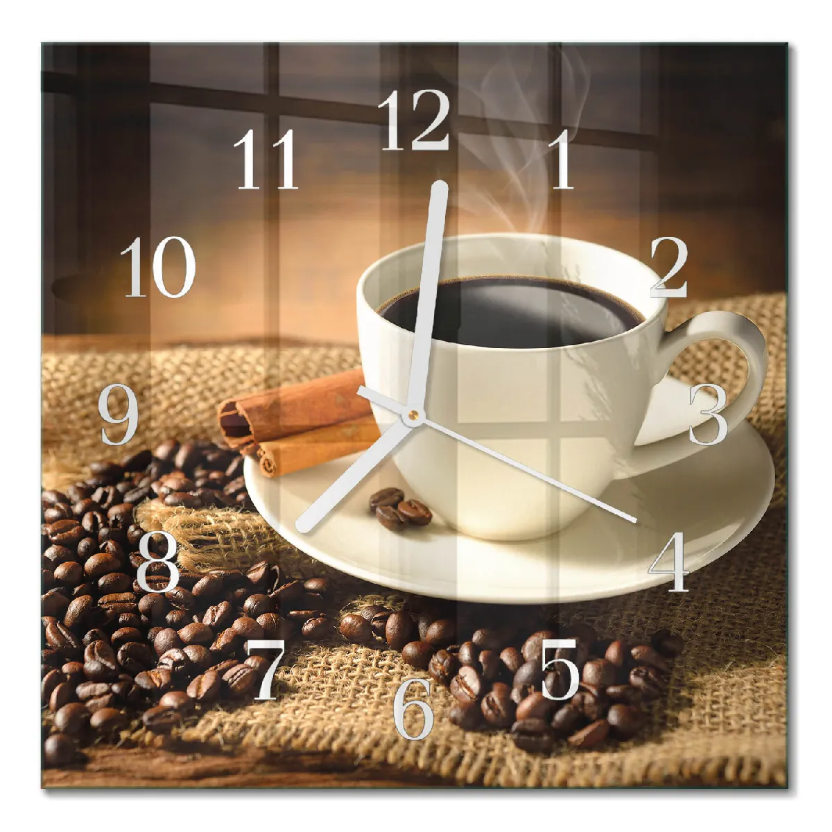 Horloge En Verre Tulup 30x30 cm Café Aiguilles blanches