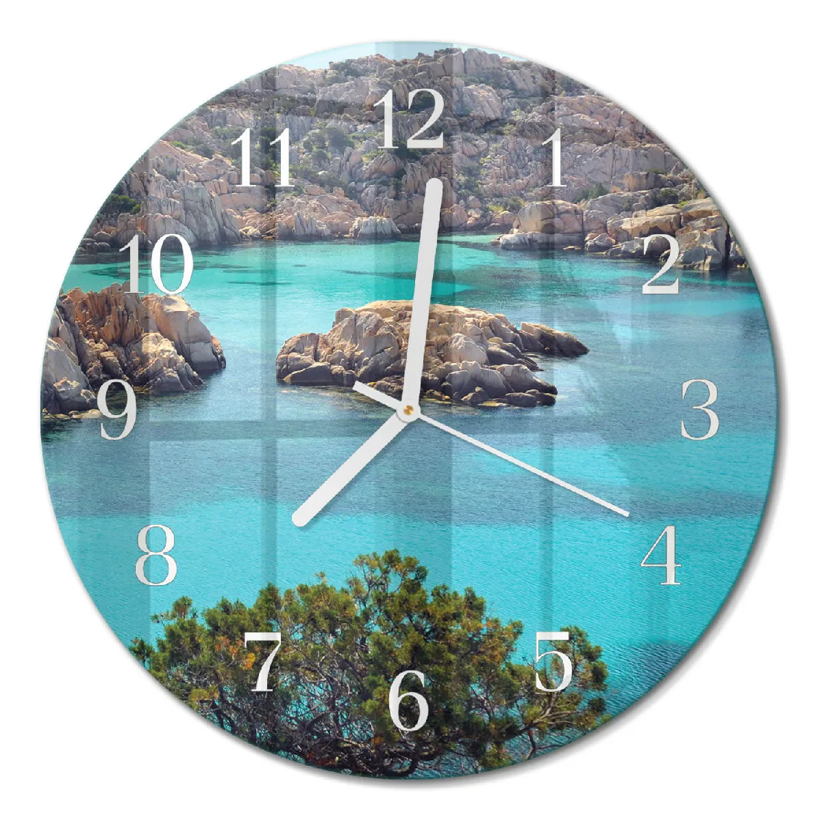 Horloge Murale Tulup fi30 cm Paysage marin Aiguilles blanches