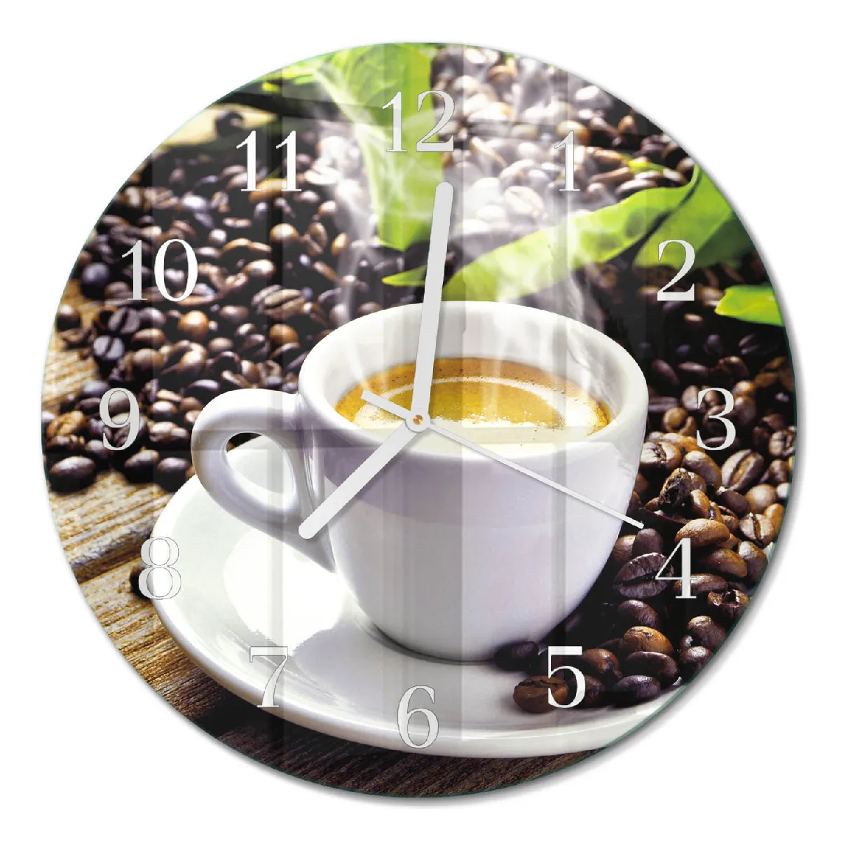 Horloge Ronde Tulup fi30 cm Une tasse de café Aiguilles blanches