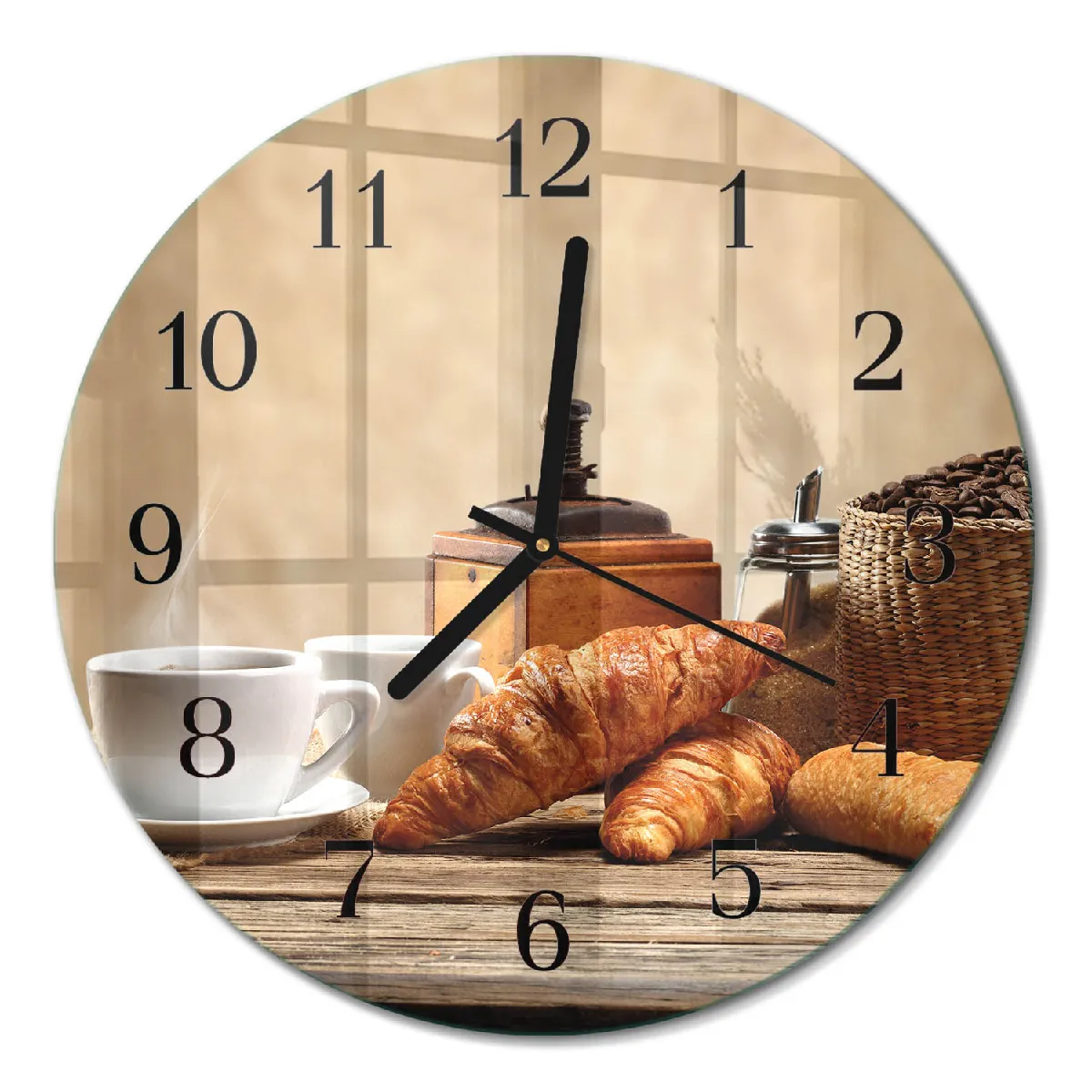 Horloge Murale Tulup fi30 cm Croissants Aiguilles noires