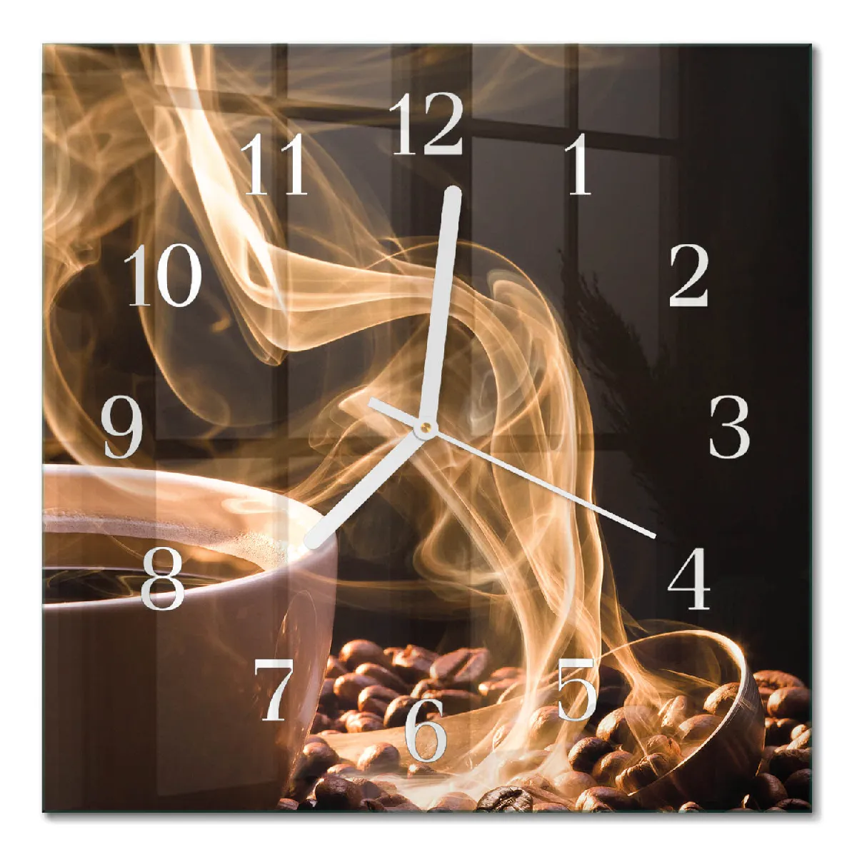 Horloge Murale Carrée Tulup 30x30 cm Une tasse de café Aiguilles blanches