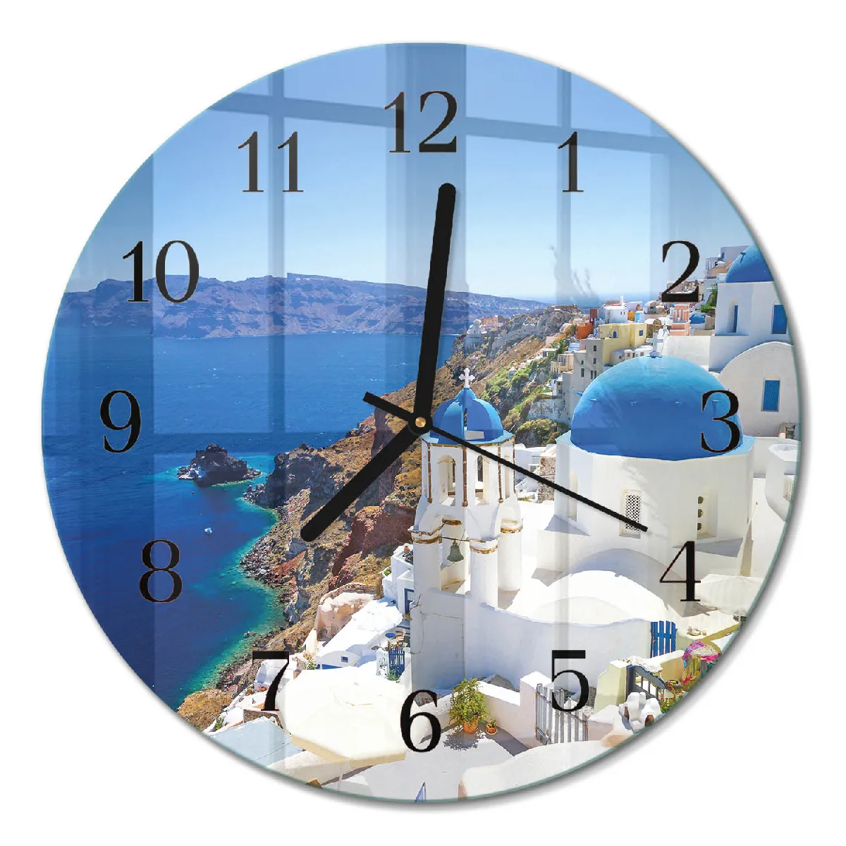 Horloge Ronde Tulup fi30 cm Santorin Aiguilles noires