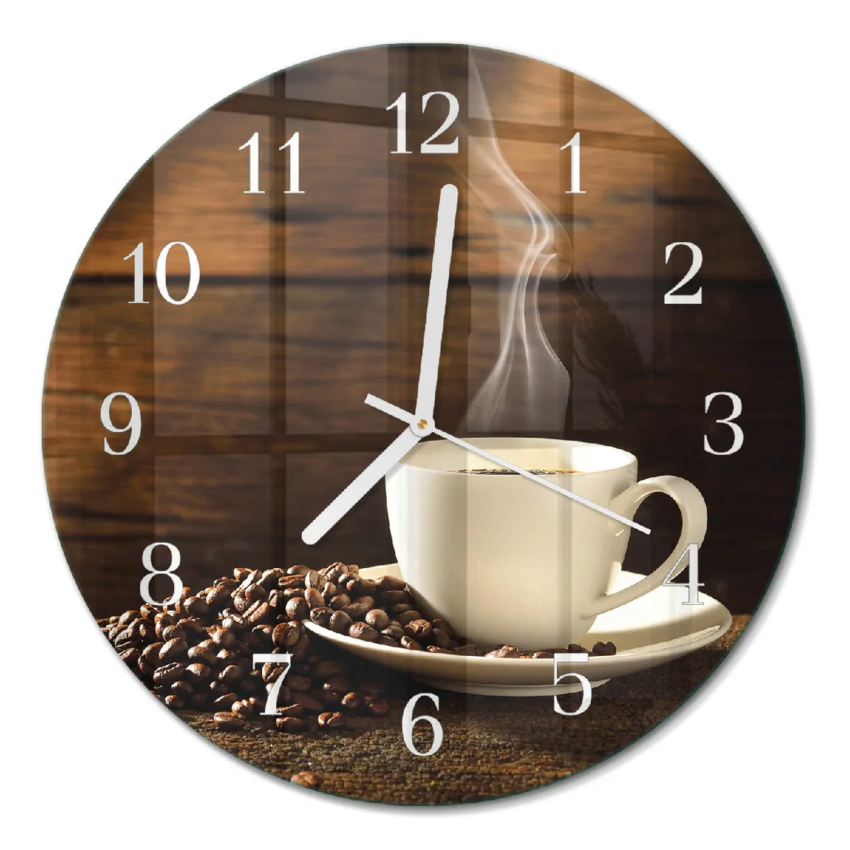 Pendule Murale Tulup fi30 cm Café Aiguilles blanches