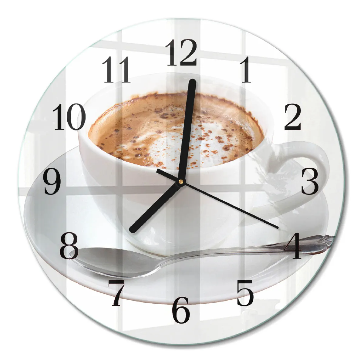 Horloge En Verre Ronde Tulup fi30 cm Café Aiguilles noires