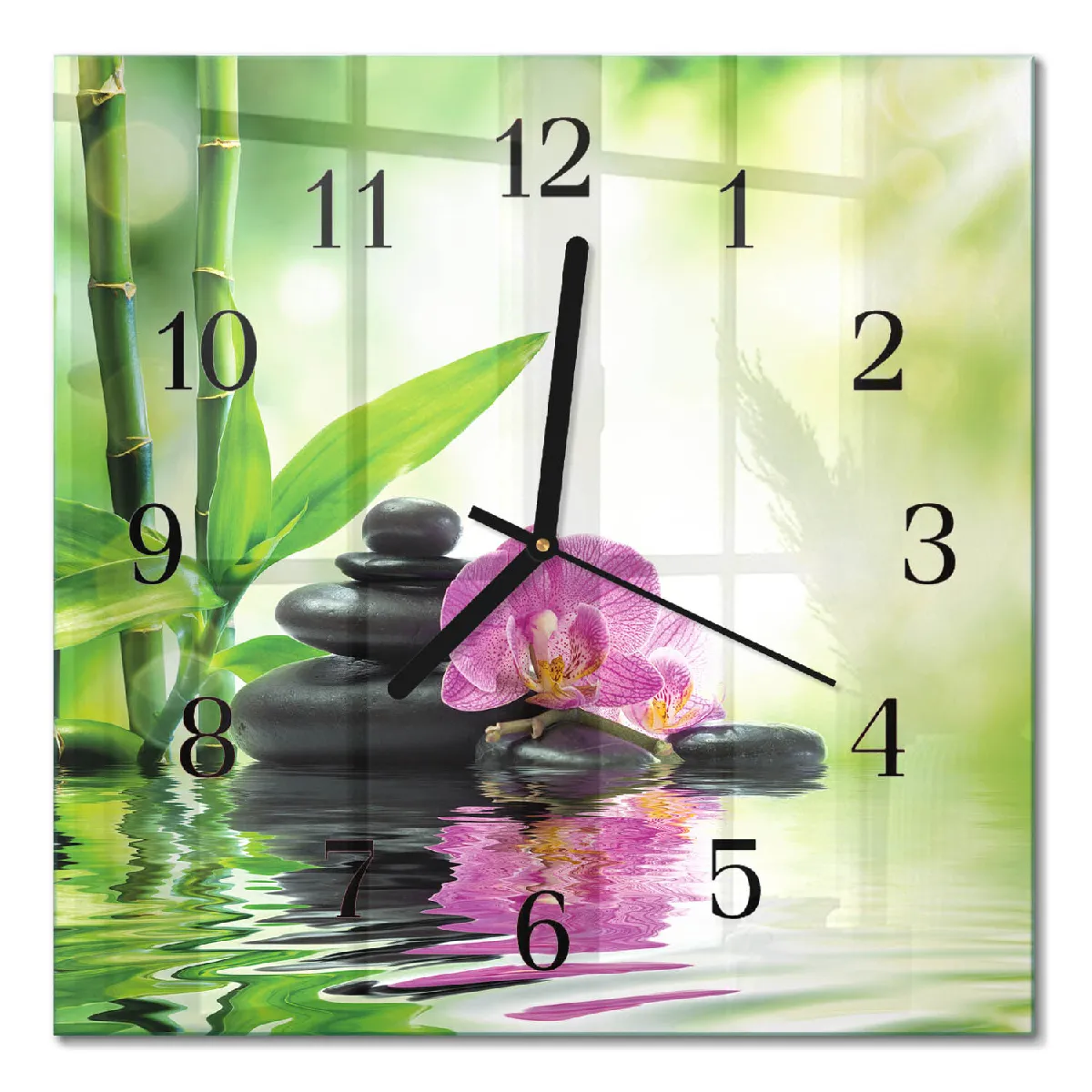 Horloge Murale Tulup 30x30 cm Spa Orchid Aiguilles noires