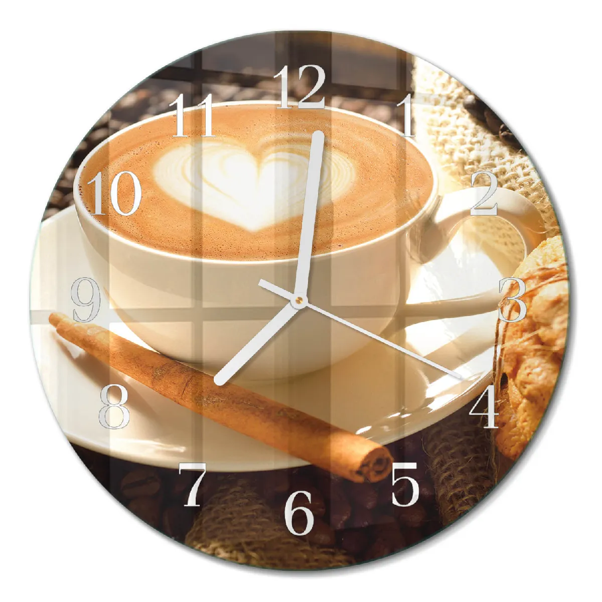 Horloge Ronde Murale Tulup fi30 cm Cœur de café Aiguilles blanches