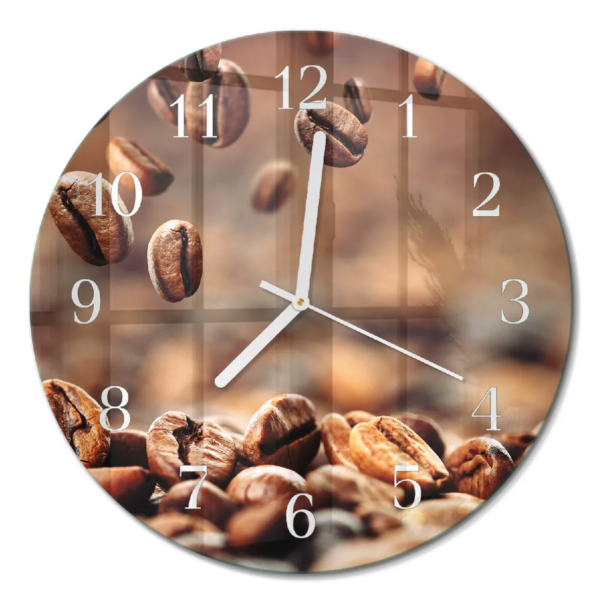 Pendule Murale Ronde Tulup fi30 cm Café en grains Aiguilles blanches