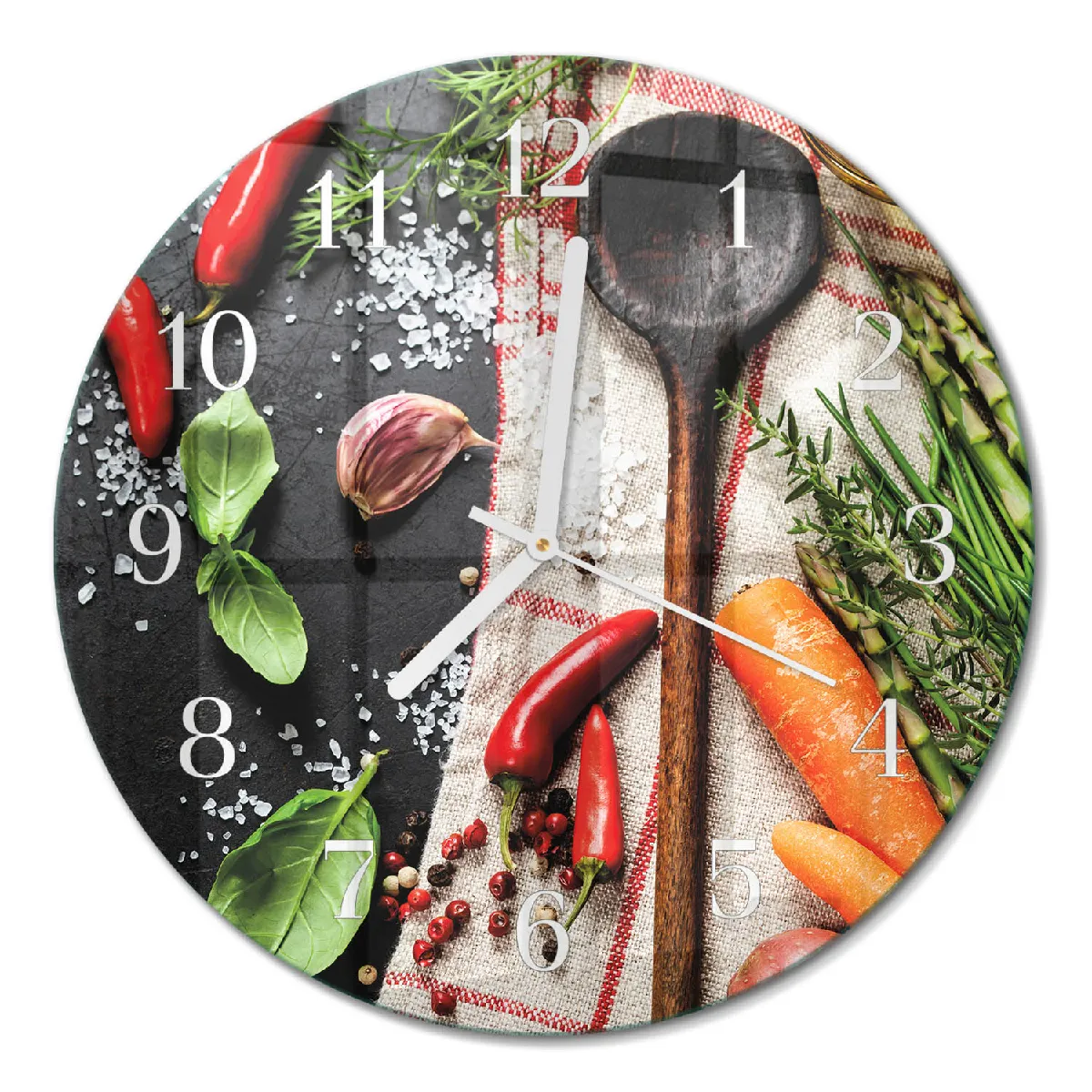 Pendule Murale Ronde Tulup fi30 cm Épices Aiguilles blanches