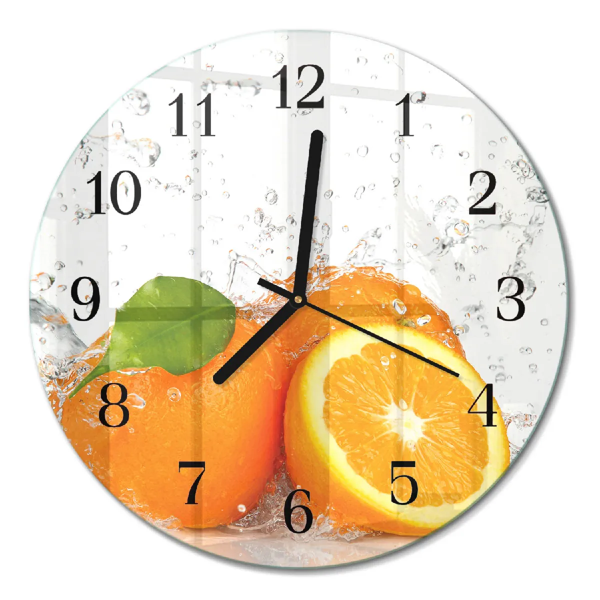 Pendule Murale Ronde Tulup fi30 cm Oranges Aiguilles noires