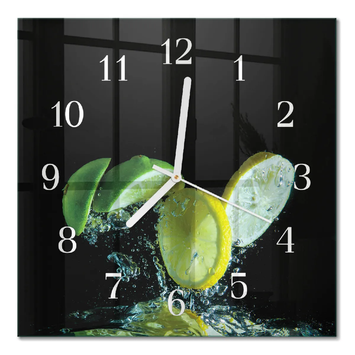 Pendule En Verre Tulup 30x30 cm Citron et citron vert Aiguilles blanches