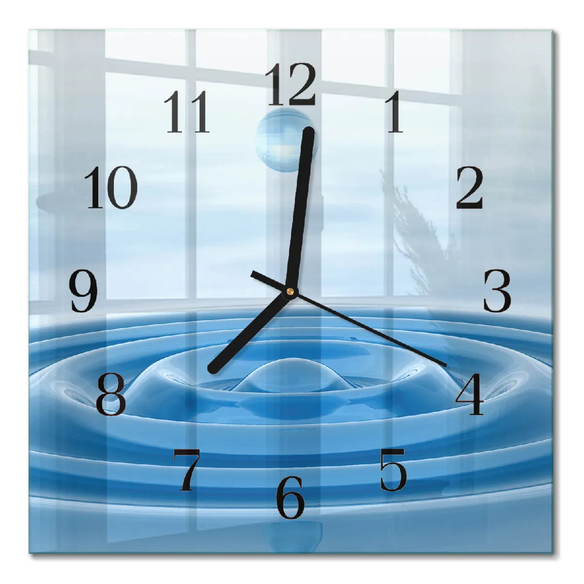 Horloge Murale Tulup 30x30 cm Eau Aiguilles noires