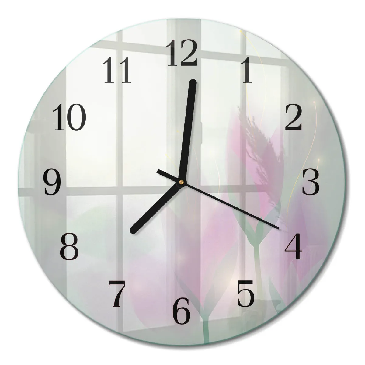 Horloge Ronde Tulup fi30 cm Fleurs Aiguilles noires