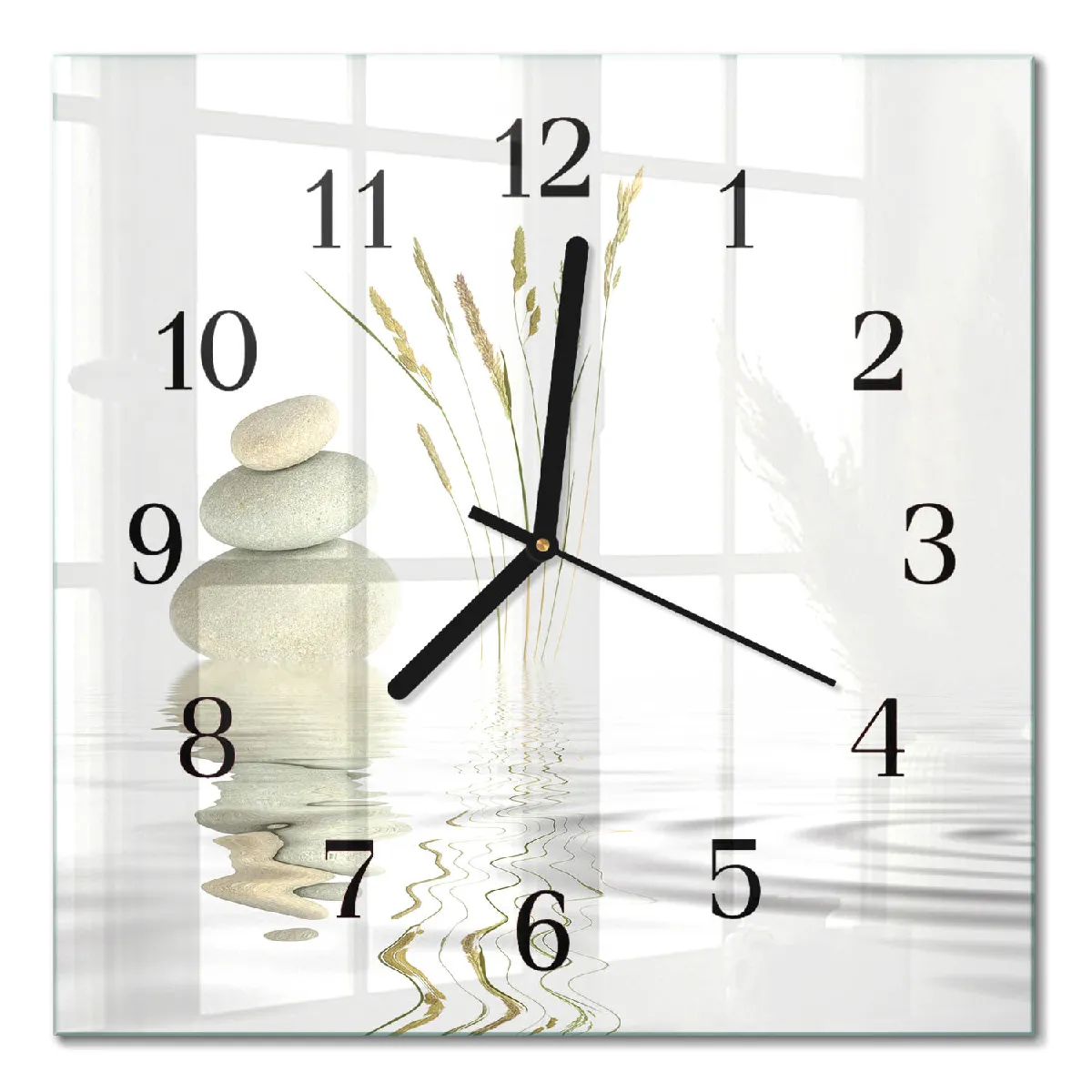 Horloge En Verre Tulup 30x30 cm Pierres Aiguilles noires