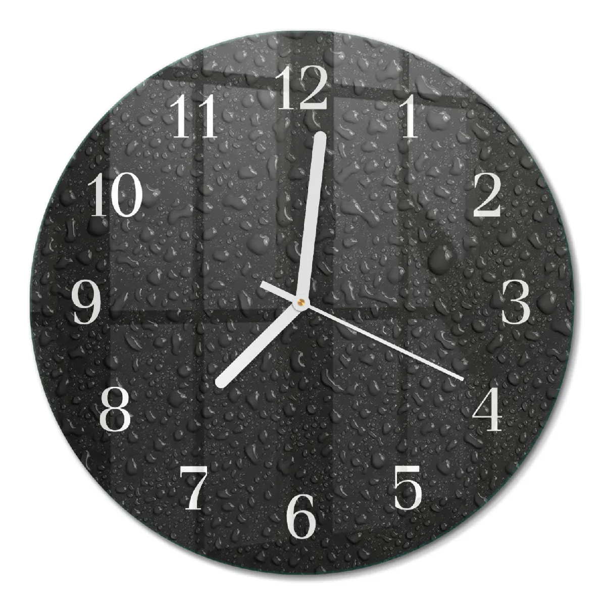 Pendule Murale Ronde Tulup fi30 cm Gouttes d'eau Aiguilles blanches