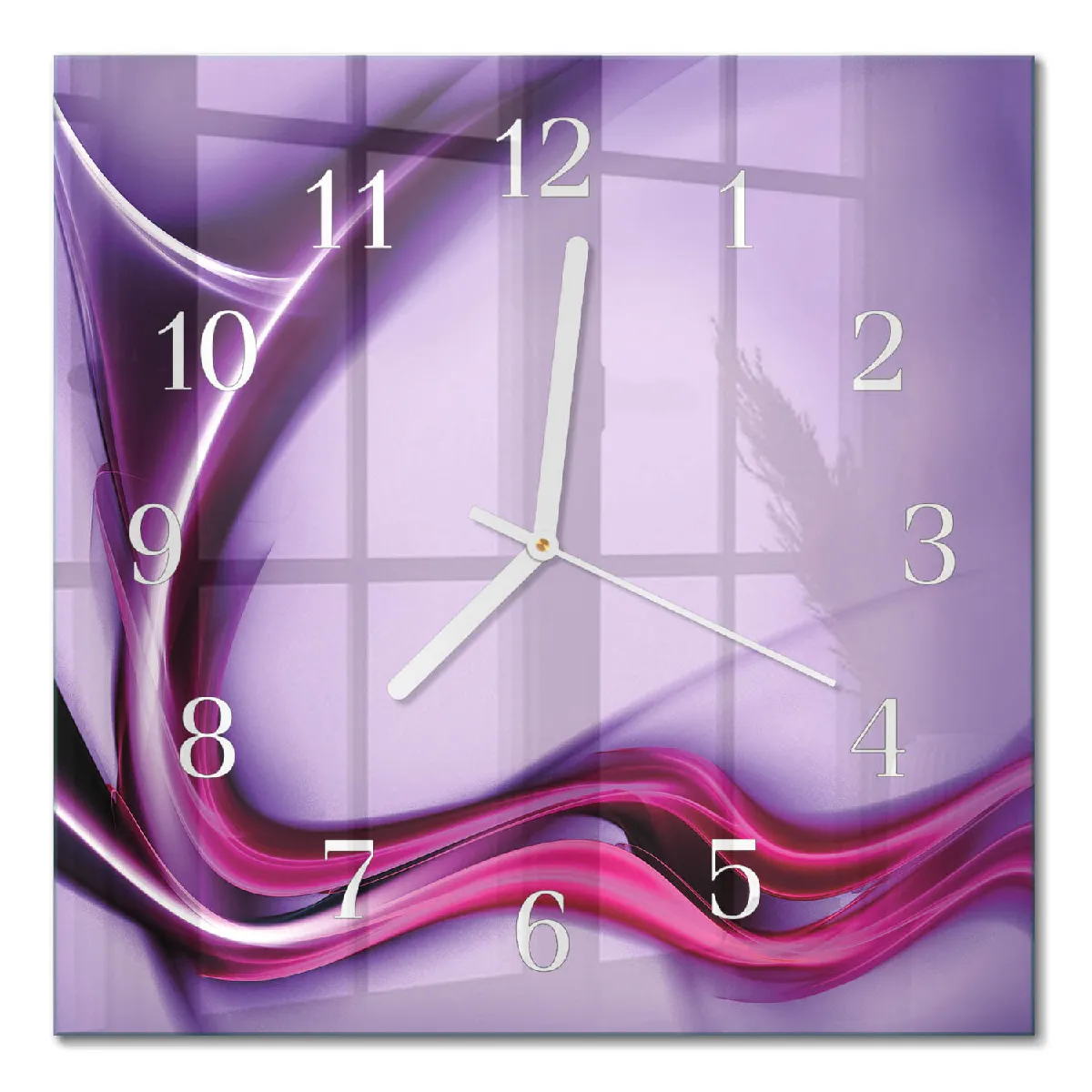 Pendule En Verre Tulup 30x30 cm Abstraction Aiguilles blanches