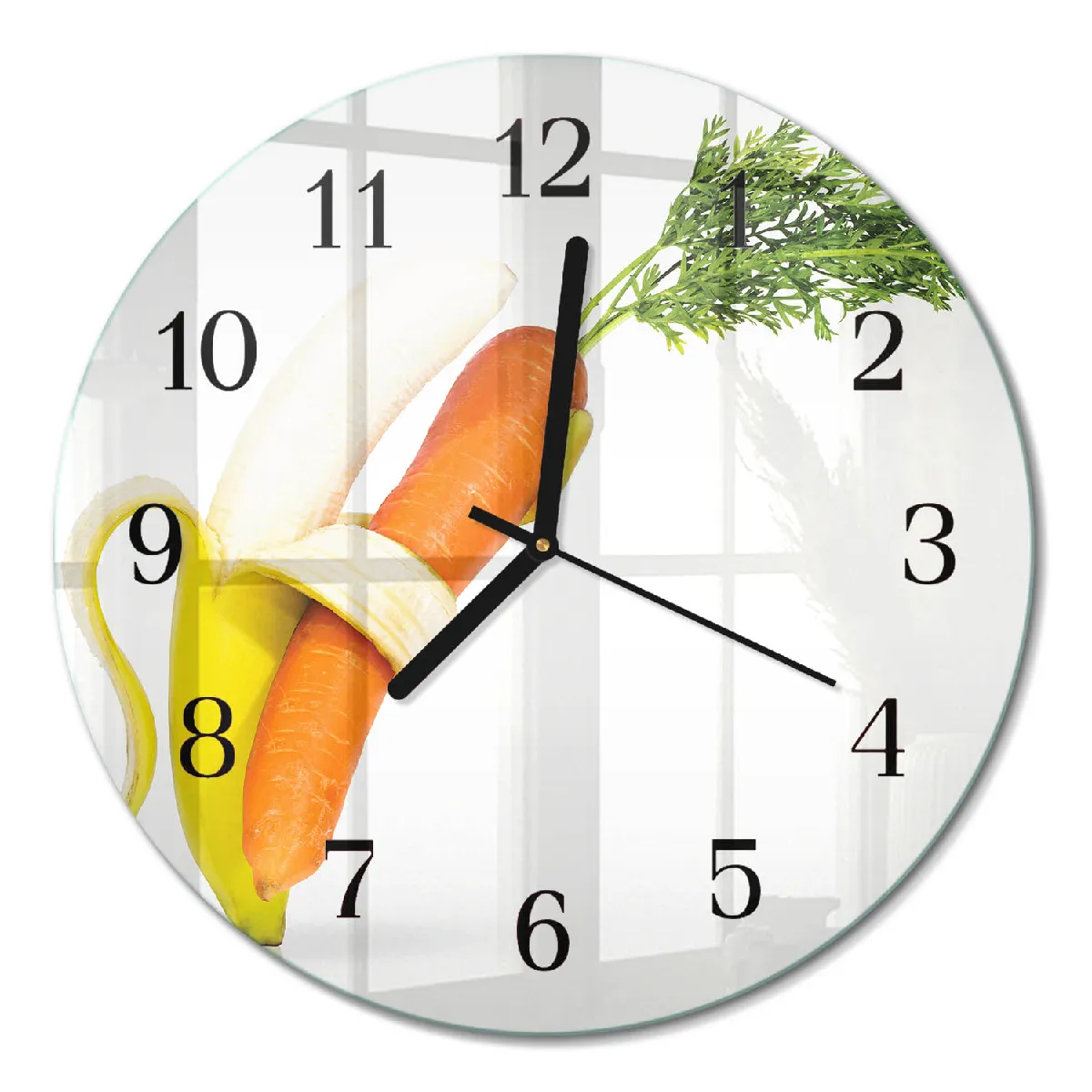 Horloge Murale Tulup fi30 cm Carottes et bananes Aiguilles noires