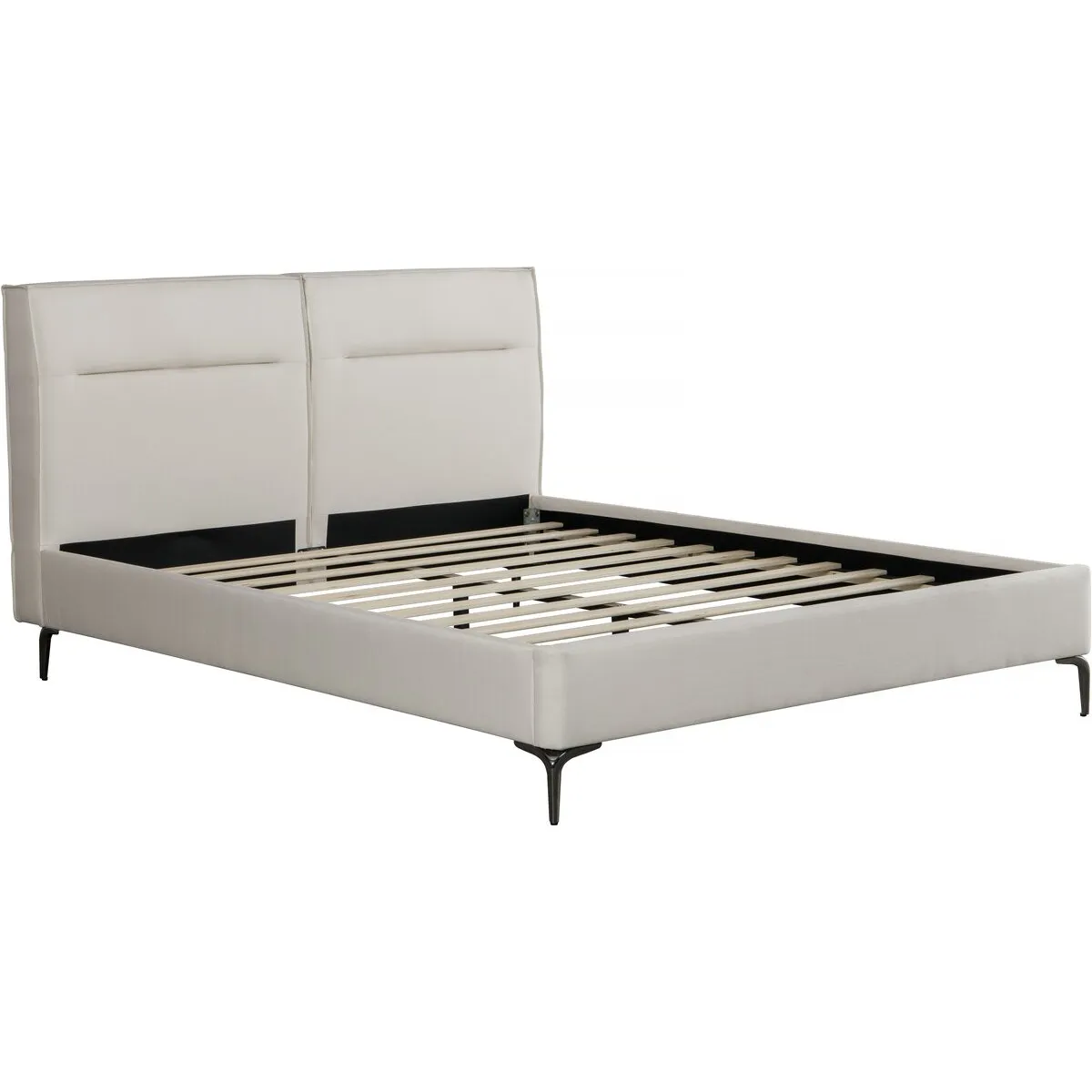 Lit Double En Tissu Design "moritz" - 180 X 200 Cm - Beige