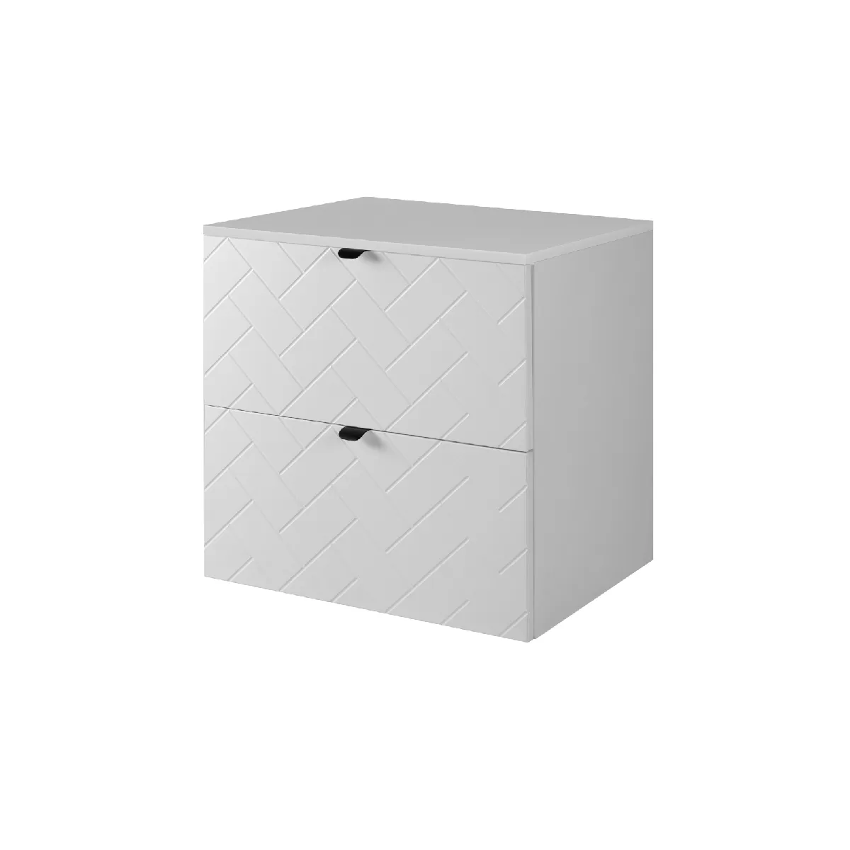 Meuble de salle de bain, Blanc Mat, 60 x 57 x 46 cm, poignées noires