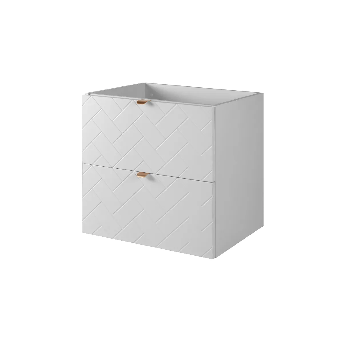 Meuble de salle de bain, Blanc Mat, 60 x 57 x 46 cm, poignées dorées