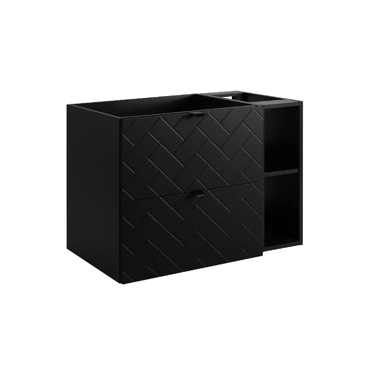 Meuble de salle de bain, Noir Mat, 80 x 57 x 46 cm, poignées noires