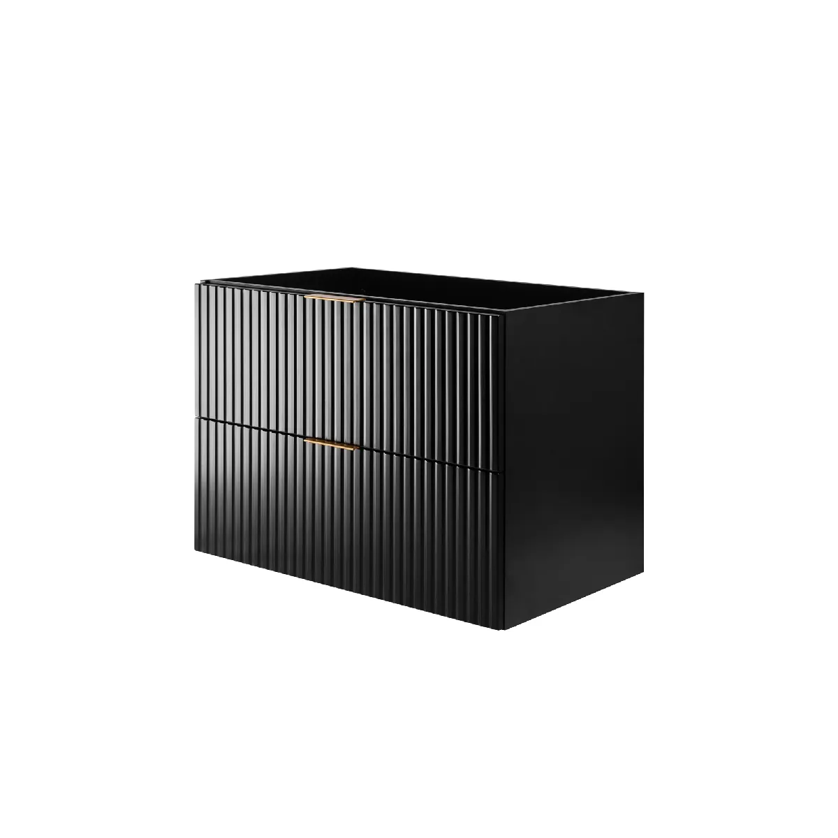 Meuble vasque, Noir Mat, 80 x 57 x 46 cm, poignée dorée, sans plateau