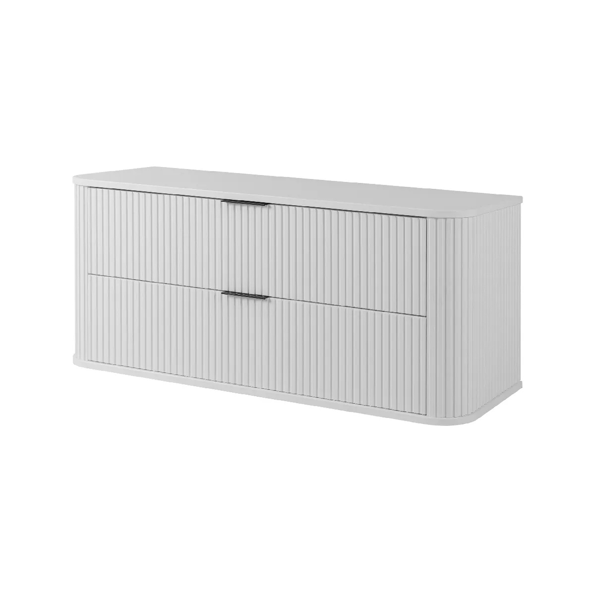 Meuble sous-vasque, Blanc Mat, poignée noire, 41,5 x 120 x 51,7 cm