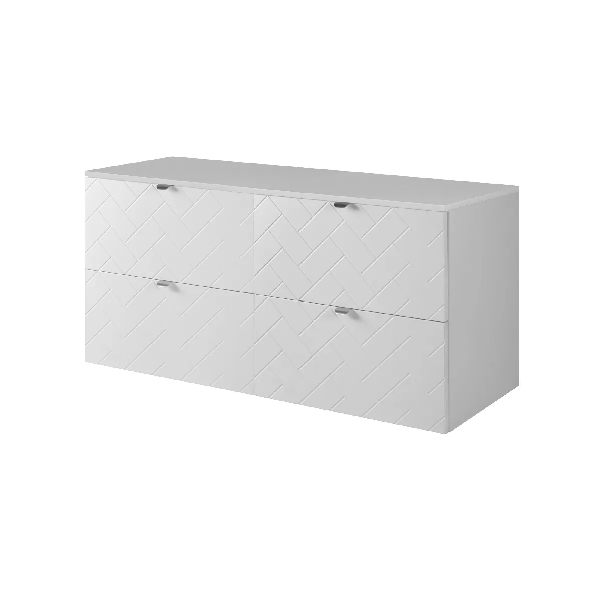 Meuble de salle de bain, Blanc Mat, 120 x 57 x 46 cm, poignées argentées