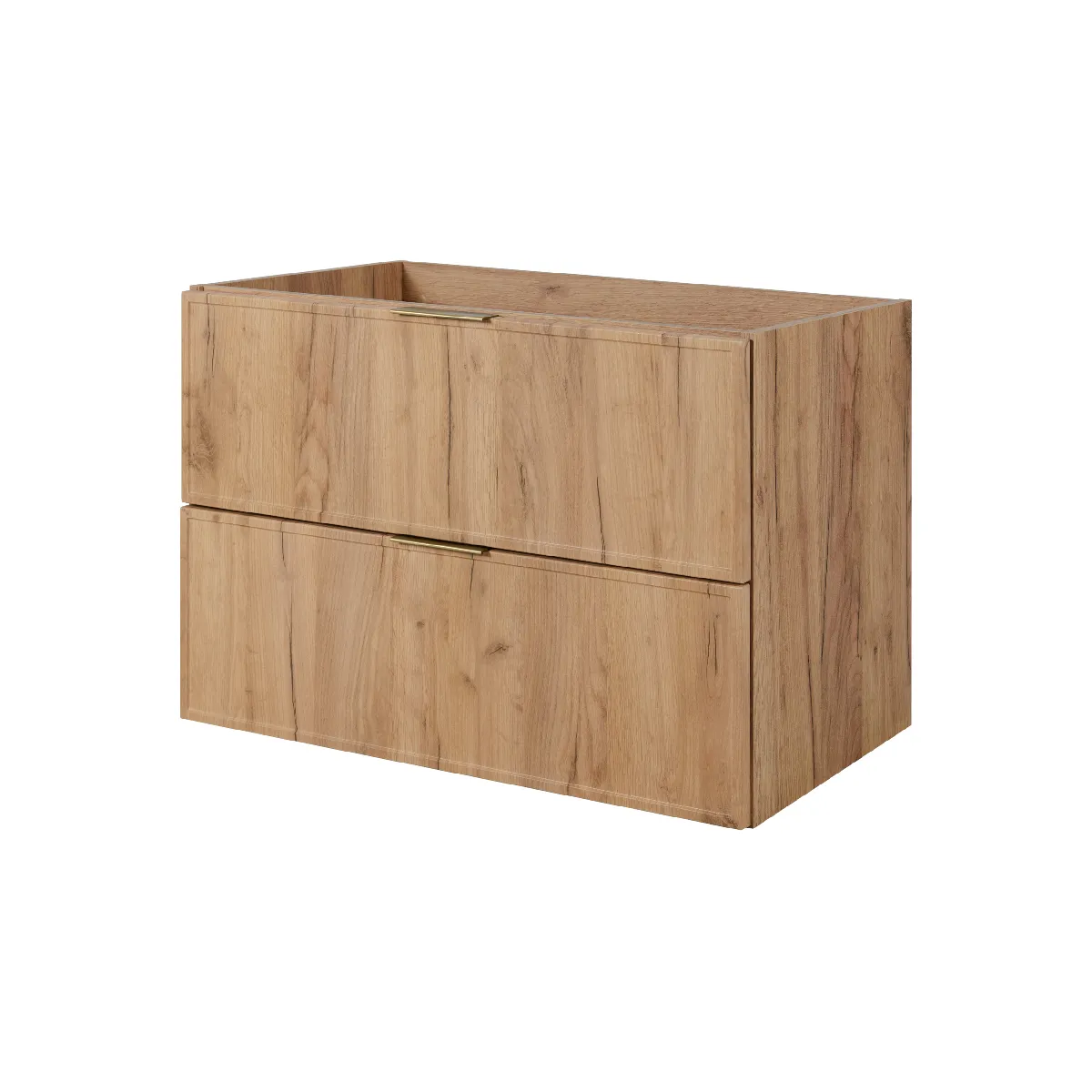 Meuble de salle de bain, Chêne Craft, poignée dorée, 46 x 80 x 57 cm