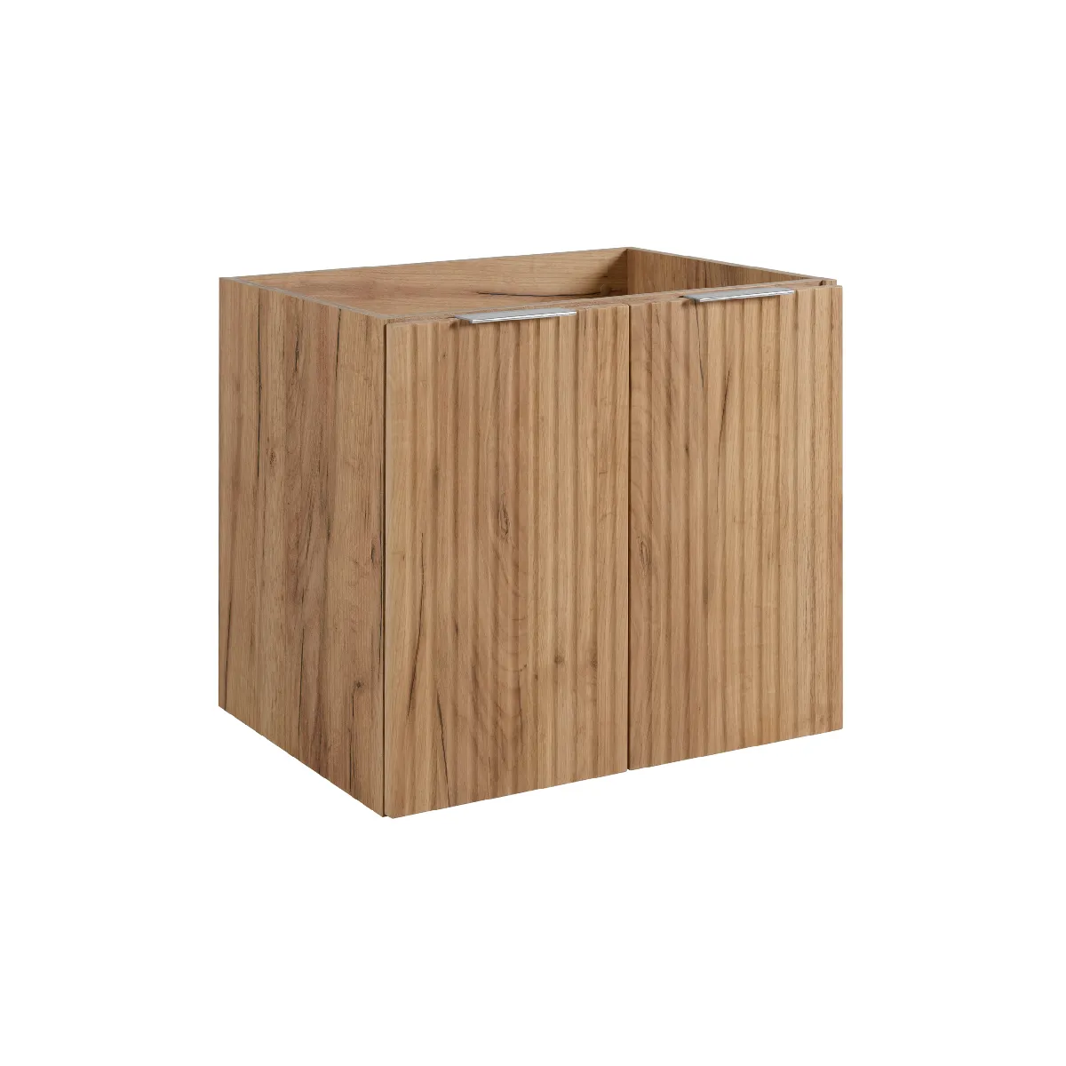 Meuble de salle de bain, Chêne Craft + poignée argentée, 60 x 57 x 46 cm