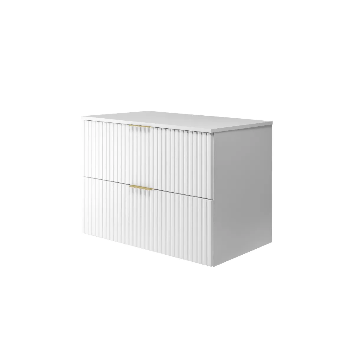 Meuble vasque, Blanc, 80 x 57 x 46 cm, poignée dorée + Plan de travail
