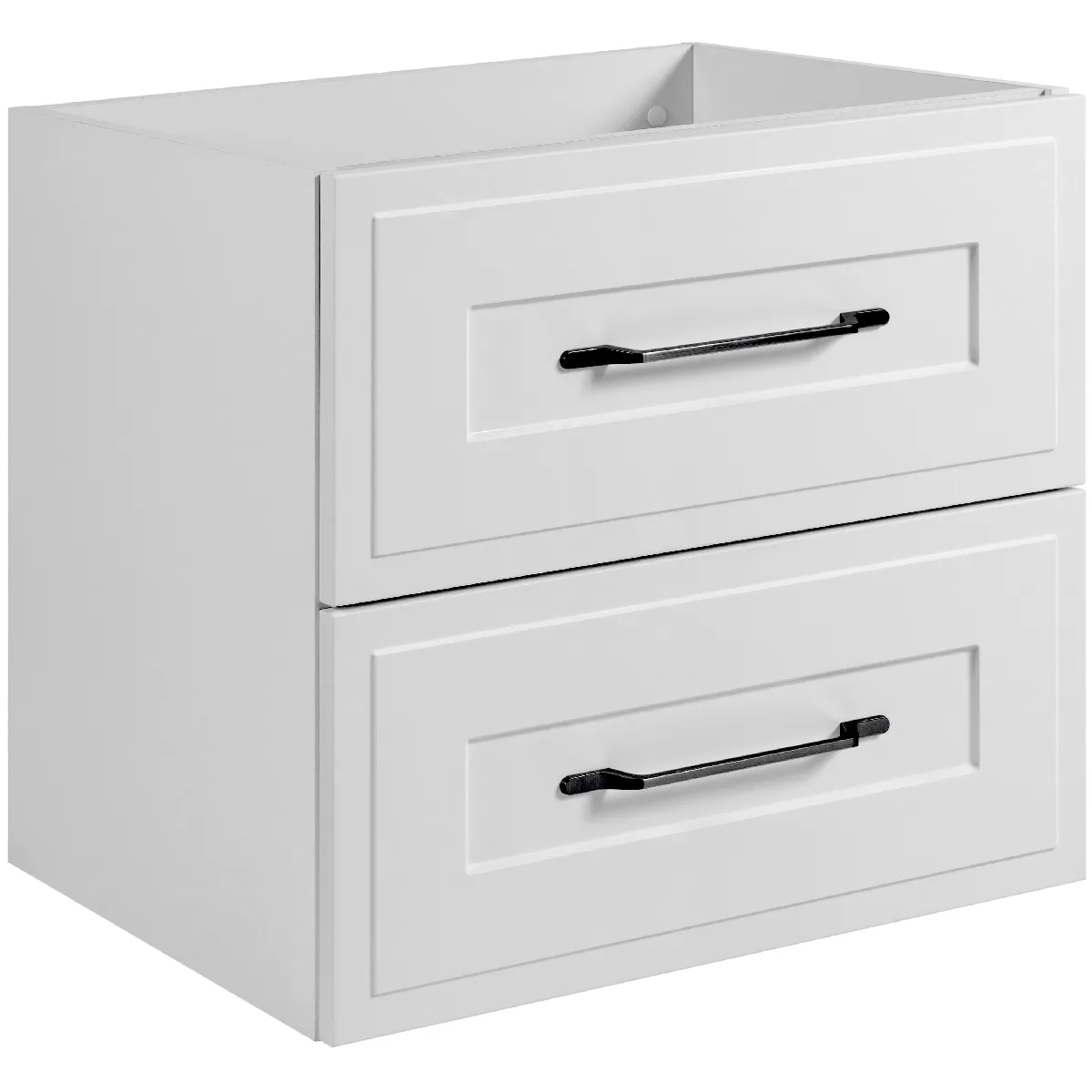 Meuble sous lavabo de style classique, blanc, 60 x 57 x 46 cm, poignée noire