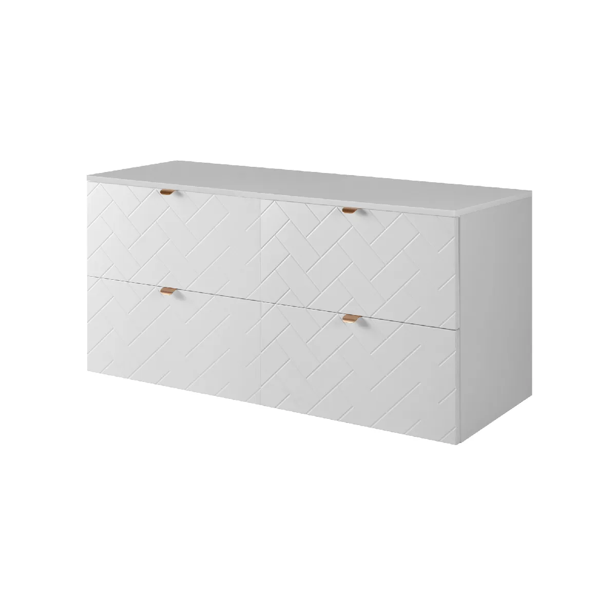 Meuble de salle de bain, Blanc Mat, 120 x 57 x 46 cm, poignées dorées