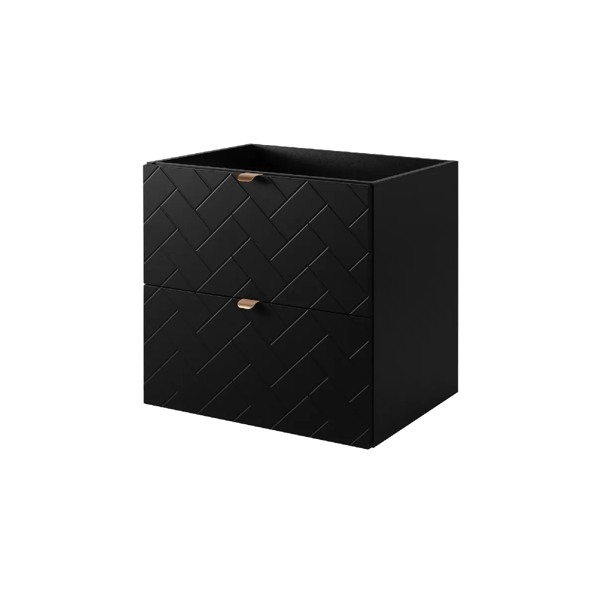 Meuble de salle de bain, Noir Mat, 60 x 57 x 46 cm, poignées dorées