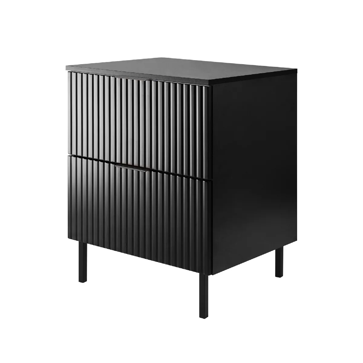 Meuble vasque, noir, 60 x 77 x 46 cm, poignée noire, pieds noirs + plan de travail