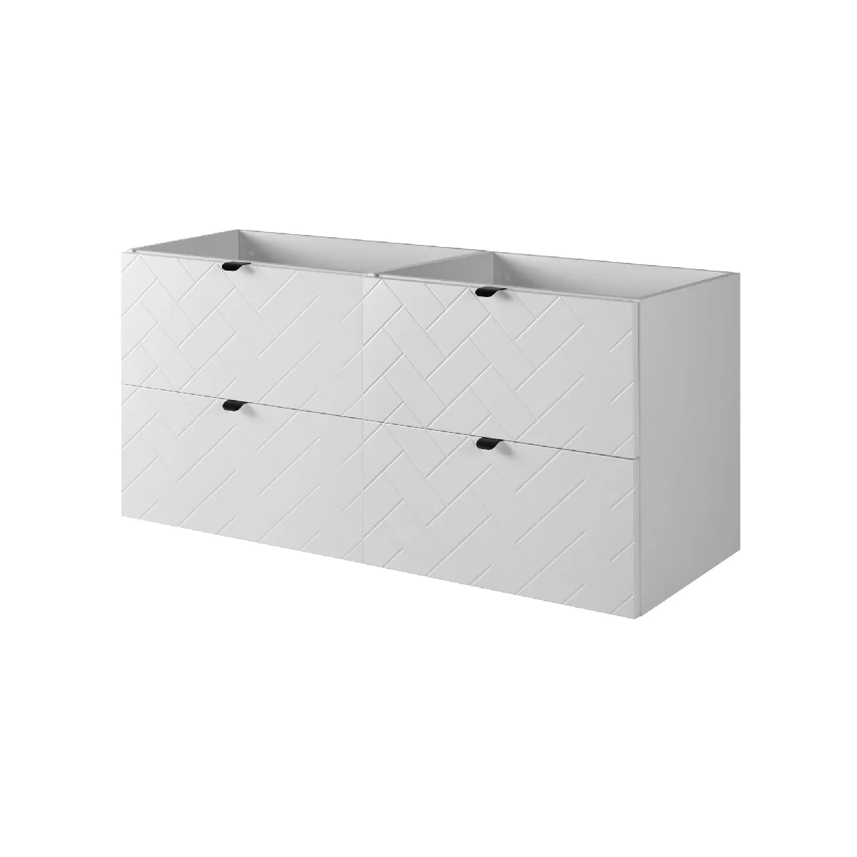 Meuble de salle de bain, Blanc Mat, 120 x 57 x 46 cm, poignées noires