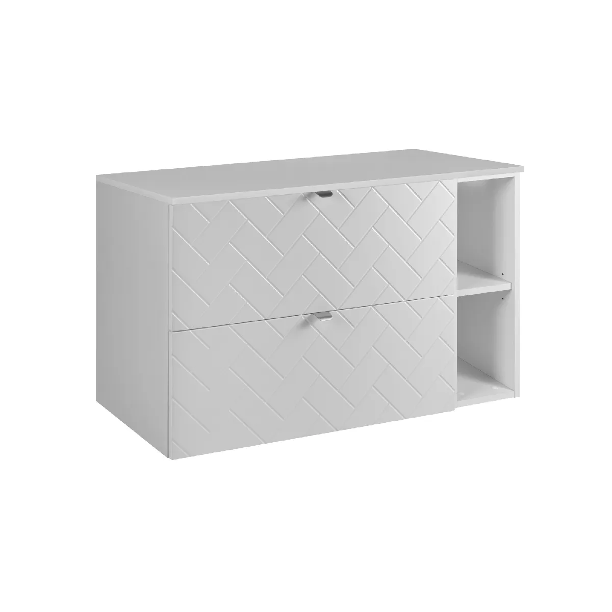 Meuble de salle de bain, Blanc Mat, 100 x 57 x 46 cm, poignées argentées