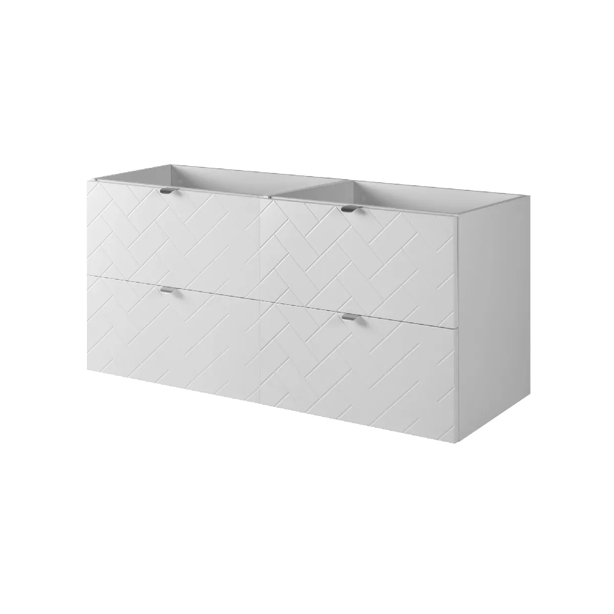 Meuble de salle de bain, Blanc Mat, 120 x 57 x 46 cm, poignées argentées