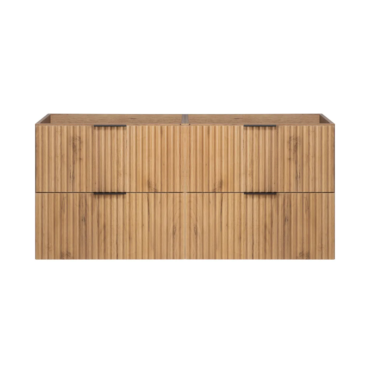 Meuble vasque, Chêne Craft + poignée noire, 120 x 57 x 46 cm