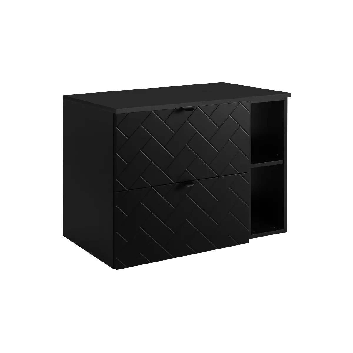 Meuble de salle de bain, Noir Mat, 80 x 57 x 46 cm, poignées noires