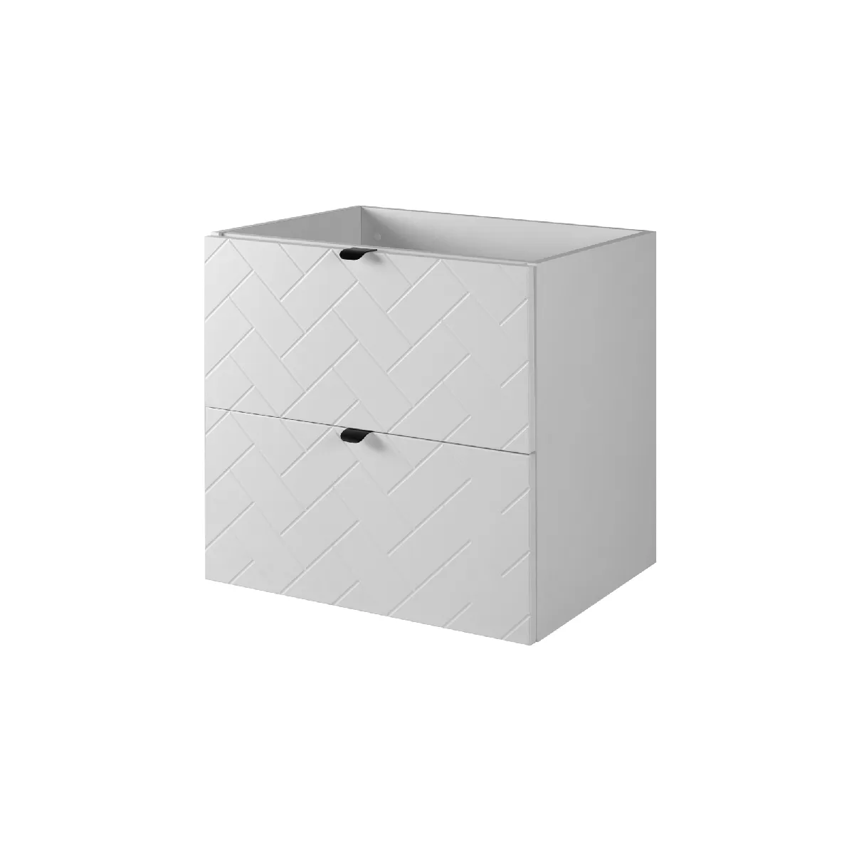 Meuble de salle de bain, Blanc Mat, 60 x 57 x 46 cm, poignées noires