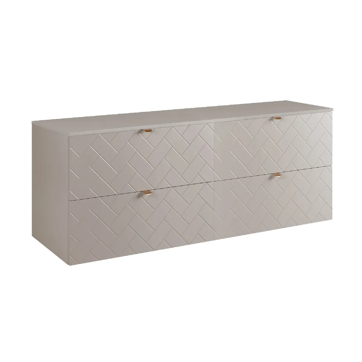 Meuble de salle de bain, Cachemire, 160 x 57 x 46 cm, poignées dorées