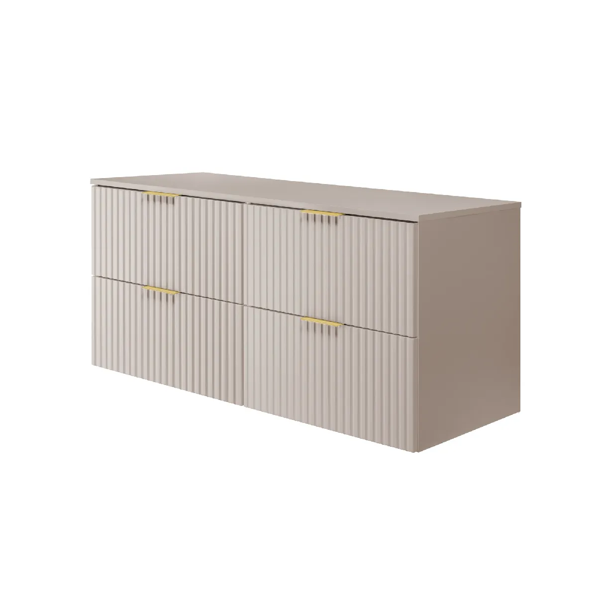 Meuble vasque, Cachemire, 120 (2 x 60) x 57 x 46 cm, poignée dorée + Plan de travail
