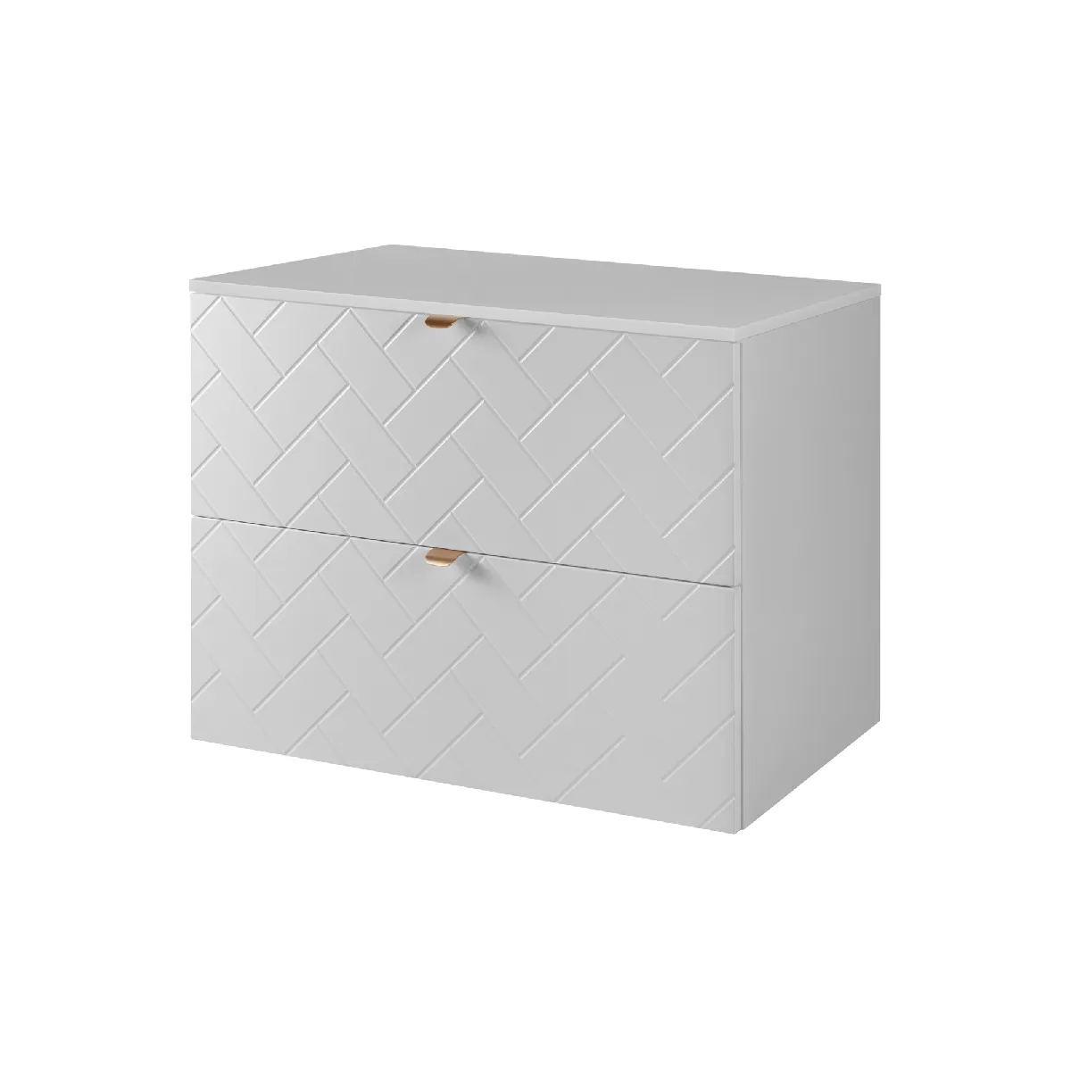 Meuble de salle de bain, Blanc Mat, 80 x 57 x 46 cm, poignées dorées