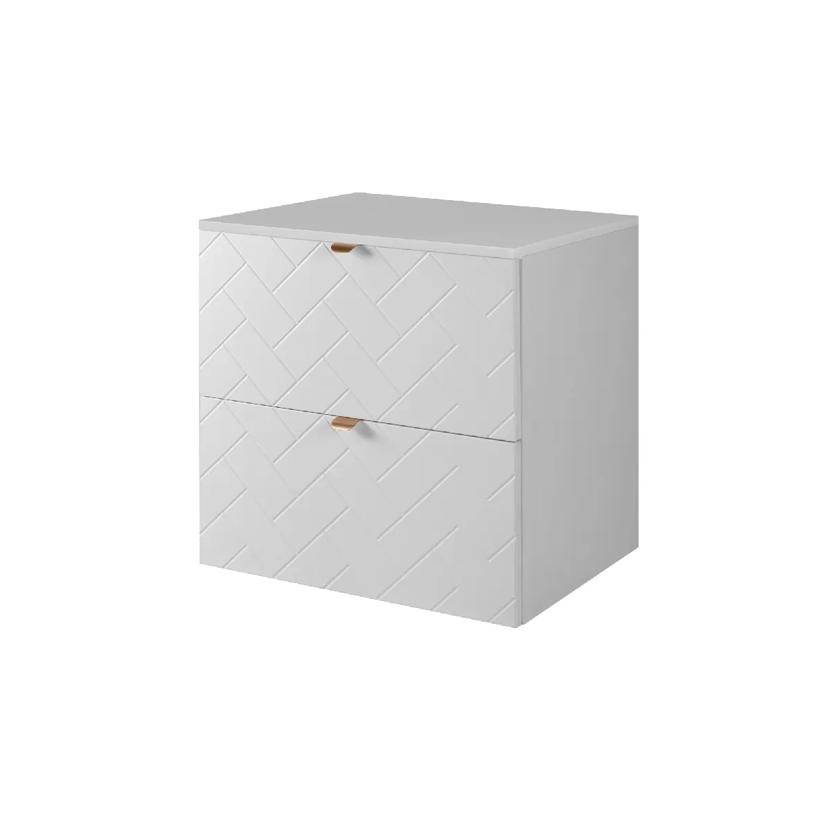 Meuble de salle de bain, Blanc Mat, 60 x 57 x 46 cm, poignées dorées