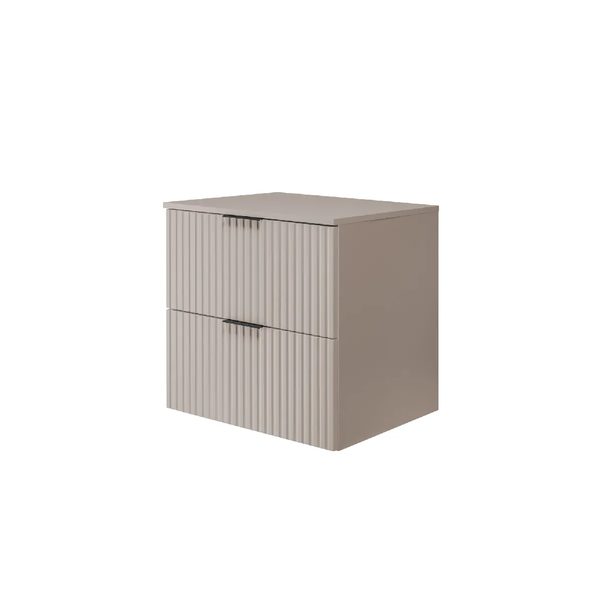 Meuble vasque, Cachemire, 60 x 57 x 46 cm, poignée noire + Plan de travail