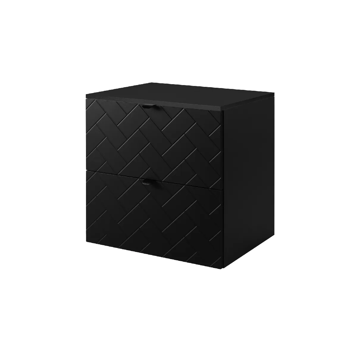 Meuble de salle de bain, Noir Mat, 60 x 57 x 46 cm, poignées noires