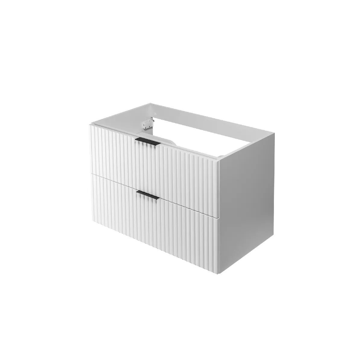 Meuble vasque, Blanc, 80 x 57 x 46 cm, poignée noire, sans plateau